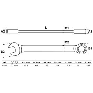 Klucz płasko-oczkowy z grzechotką | 27 mm - 2