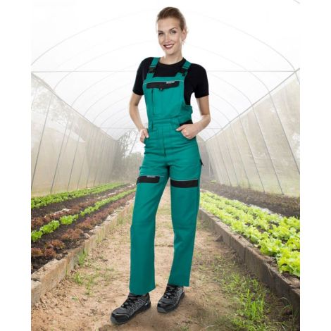 Spodnie ogrodniczki COOL TREND damskie - zielono-czarny - 3