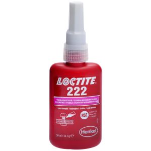 Loctite 222 - 50 ml Klej anaerobowy o niskiej wytrzymałości do gwintów zakres do M36 NSF kod: 245635