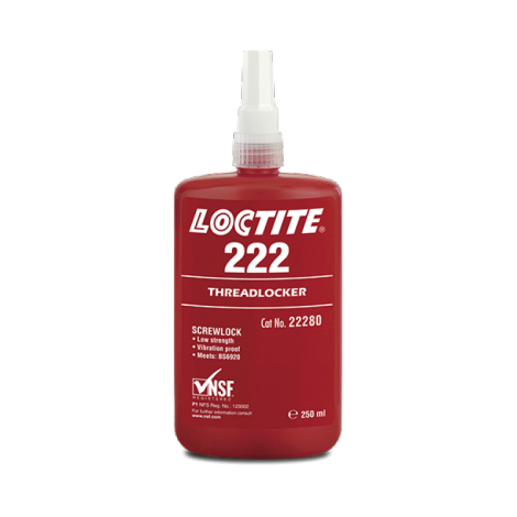 Loctite 222 - 250 ml Klej anaerobowy o niskiej wytrzymałości do gwintów zakres do M36  NSF kod: 245636