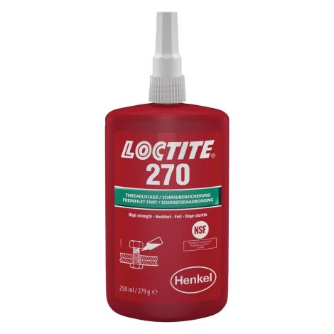 Loctite 270 - 250 ml Klej anaerobowy o wysokiej wytrzymałości do gwintów zakres do M20 NSF kod: 1335907