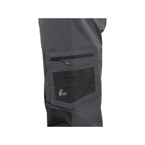 Męskie spodnie robocze z trwałego elastycznego materiału CXS Solis Flex Canis  wariant skrócony rozmiar 170-176 cm kolor szaro-czarne - 6