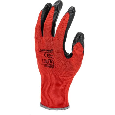 Rękawice ochronne powlekane nitrylem 12 par czerwone Lahi Pro L2219 - 4