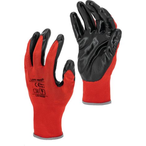 Rękawice ochronne powlekane nitrylem 12 par czerwone Lahi Pro L2219 - 3
