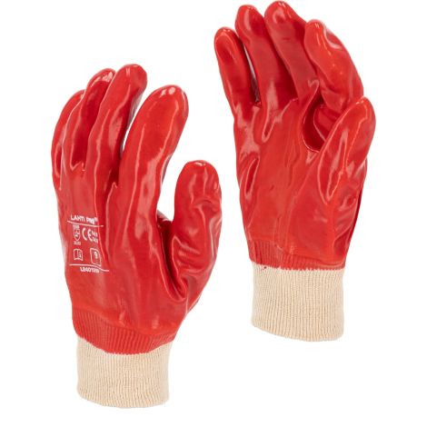 Rękawice powlekane PVC 1 para czerwone Lahti Pro L2401 10 - 3