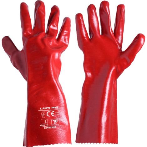 Rękawice powlekane PVC 12 par czerwone Lahti Pro L2401 10