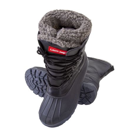 Śniegowce buty zimowe wysokie z futerkiem ze skóry syntetycznej czarno-szare Lahti Pro L30802