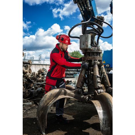 Bluza polarowa robocza ze wzmocnieniami czerwono-czarna ring-spun L40115 - 4