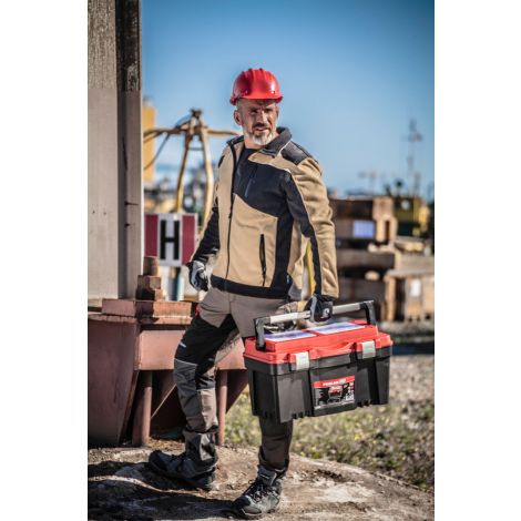 Bluza polarowa robocza ze wzmocnieniami beżowo-czarna ring-spun L40119 - 5