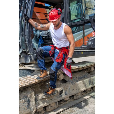 Spodnie jeansowe robocze z dodatkiem stretchu i wzmocnieniami slim fit Lahti Pro L40510 - 7