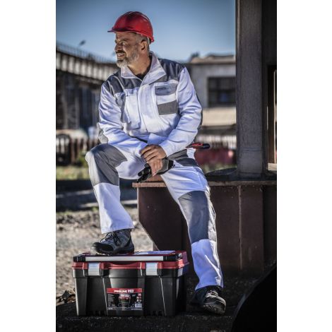 Spodnie robocze z regulacją w pasie 100% bawełniane białe Lahti Pro L40513 - 2