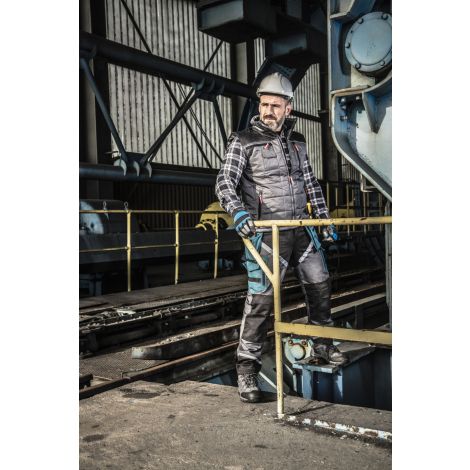 Ogrodniczki robocze z odblaskami czarno-szaro-turkusowe Lahti Pro L40602 - 2