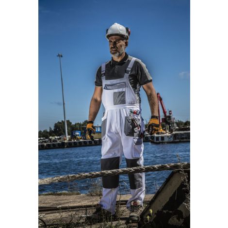 Ogrodniczki robocze wzmacniane 100% bawełniane biało-szare Lahti Pro L40612 - 2