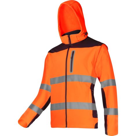 Kurtka robocza ostrzegawcza wodoodporna softshell z odpinanymi rękawami pomarańczowa Lahti Pro L40922