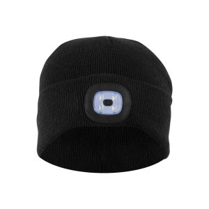 Czapka zimowa z latarką LED USB czarna Lahti Pro