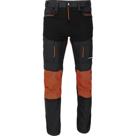 Spodnie dekarskie odporne na rozdarcia i przetarcia z dodatkiem stretchu 4-way elastic czarno-pomarańczowe Lahti Pro L40549