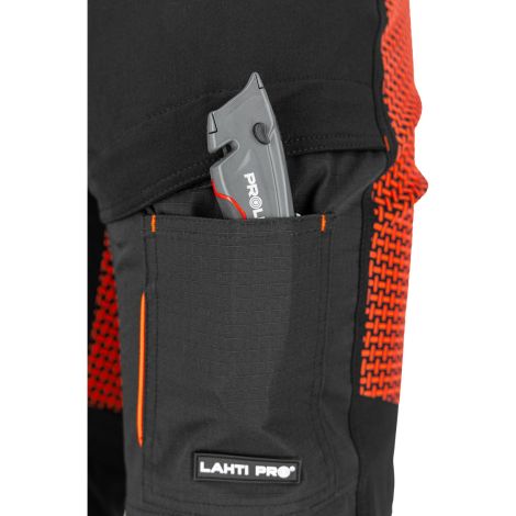 Spodnie dekarskie odporne na rozdarcia i przetarcia z dodatkiem stretchu 4-way elastic czarno-pomarańczowe Lahti Pro L40549 - 10